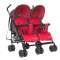 Прогулочная коляска-трость для двойни Bambola pollino - серо/красный