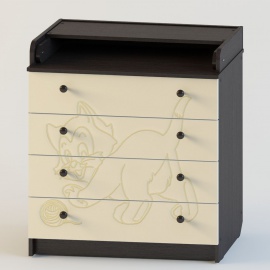 Комод пеленальный Атон КР 80 К/4 ПВХ Котенок (рельеф) - венге-ваниль