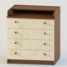 Комод пеленальный Атон КР 80 К/4 ПВХ Котенок (рельеф) - орех-ваниль