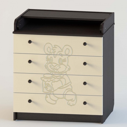 Комод пеленальный Атон КР 80 К/4 ПВХ Мишка (рельеф) - венге-ваниль