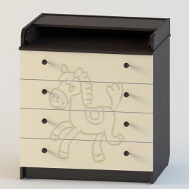 Комод пеленальный Атон КР 80 К/4 ПВХ Лошадка (рельеф) - венге-ваниль