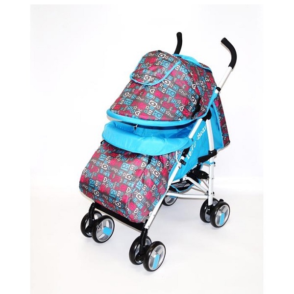 Детская прогулочная коляска Мишутка SL 109 - буквы с голубым