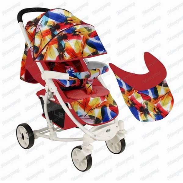 Прогулочная коляска Мишутка SL 461 - перья красный