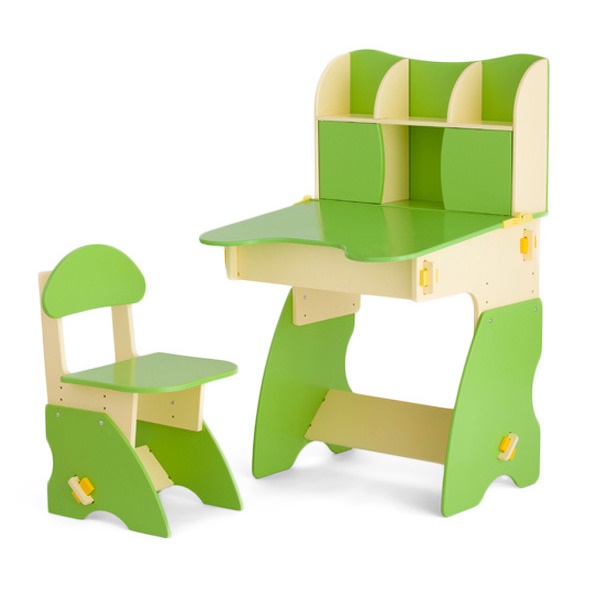 Комплект детский столик с дверцами  и стульчик БЕЛ - 03 - бежево-салатовый