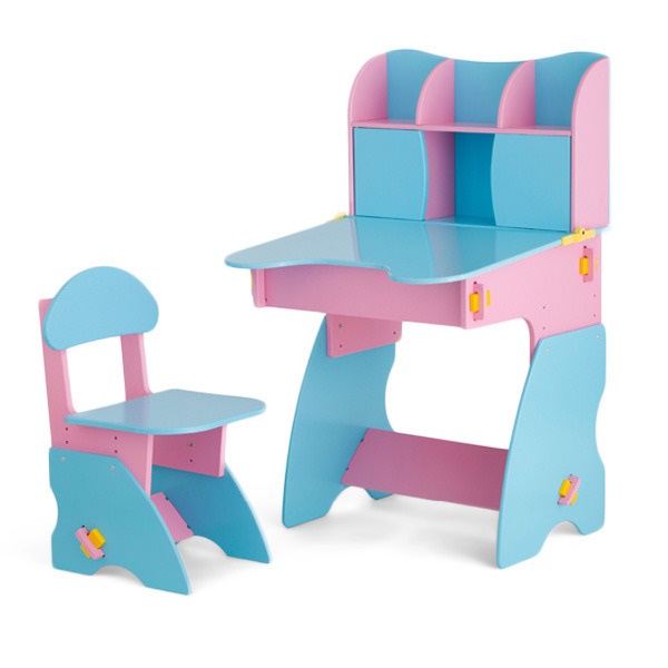 Комплект детский столик с дверцами  и стульчик БЕЛ - 03 - розово-голубой