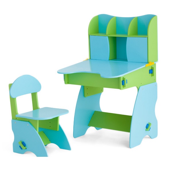 Комплект детский столик с дверцами  и стульчик БЕЛ - 03 - салатово-голубой