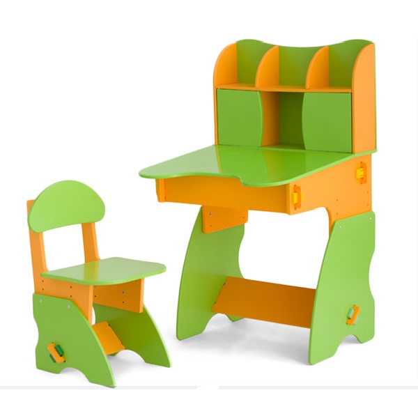 Комплект детский столик с дверцами  и стульчик БЕЛ - 03 - салатово-оранжевый