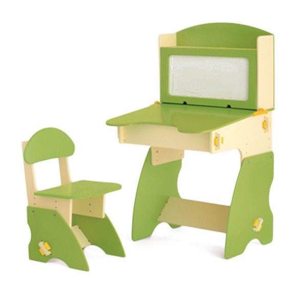 Комплект детский столик с магнитной доской  и стульчик БЕЛ - 01 - бежево-салатовый