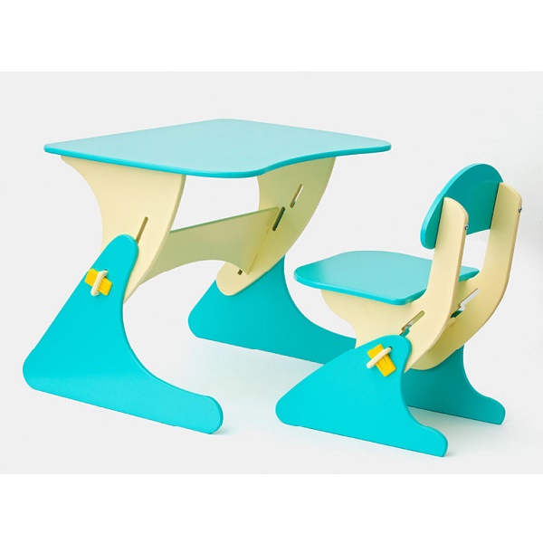 Детский растущий столик и стульчик Буслик - бирюзово-бежевый