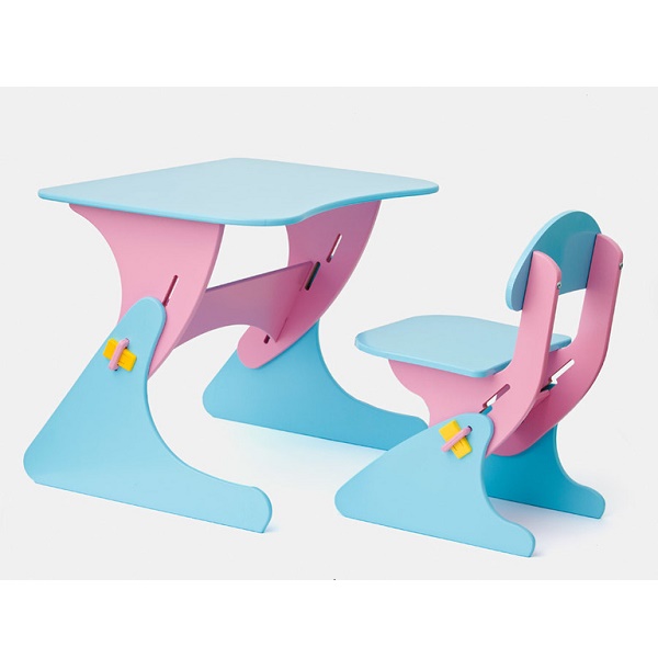Детский растущий столик и стульчик Буслик - розово-голубой
