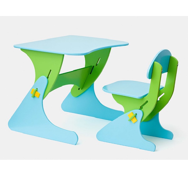 Детский растущий столик и стульчик Буслик - салатово-голубой