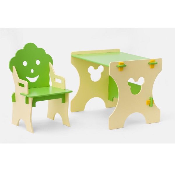 Детский столик и стульчик Гномик - бежево-салатовый