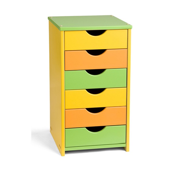 Тумба детская на 6 полок - салатово-желто-оранжевый