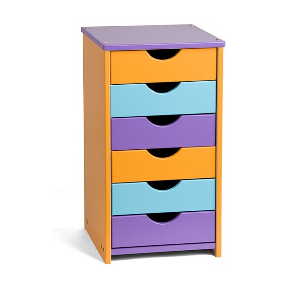 Тумба детская на 6 полок - фиолетово-оранжевый-голубой