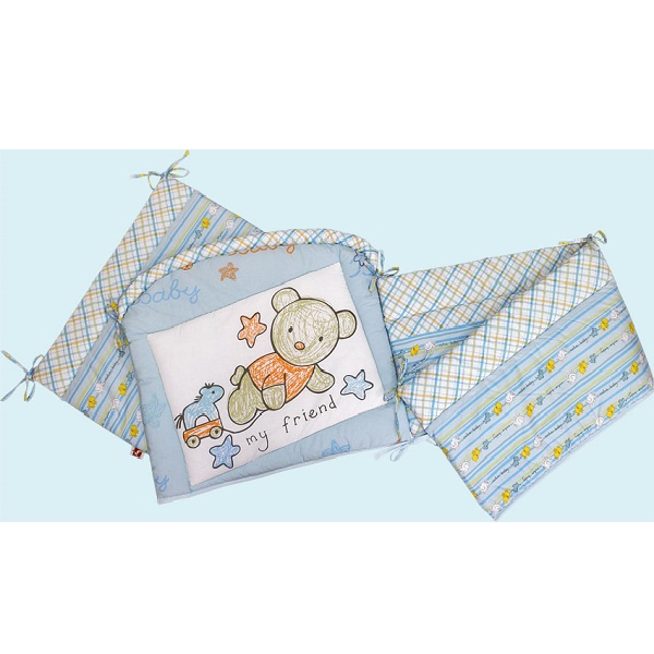 Бортики в кроватку Zoo Bear Золотой гусь - голубой