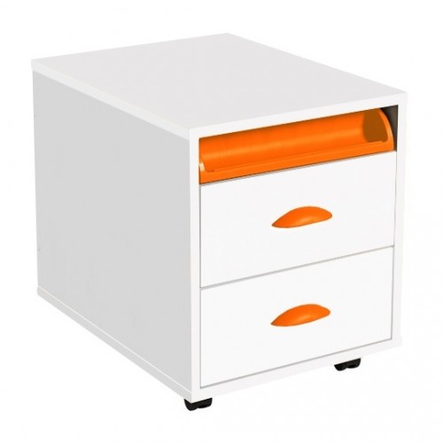 Тумба выкатная ДЕМИ ТУВ 01-01 White - оранжевый