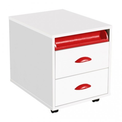 Тумба выкатная ДЕМИ ТУВ 01-01 White - красный