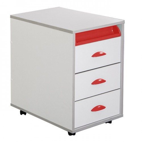 Тумба выкатная ДЭМИ ТУВ 02-01 White - красный