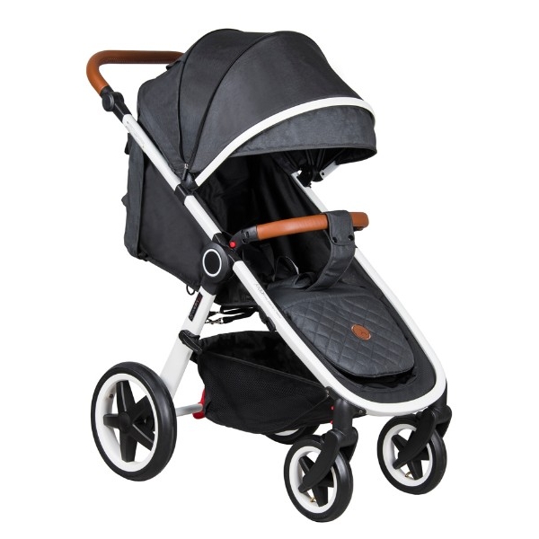 Детская прогулочная коляска Coletto Joggy - черная на белой раме