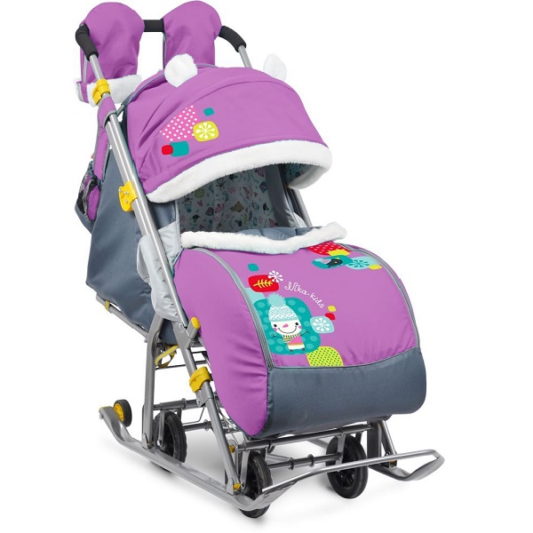 Детские санки-коляска Ника Детям 7-2 - коллаж снеговик орхидея