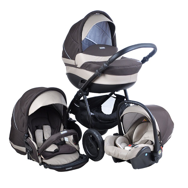Детская универсальная коляска Tutis Galant 3 в 1 - темнокоричневый/бежевый
