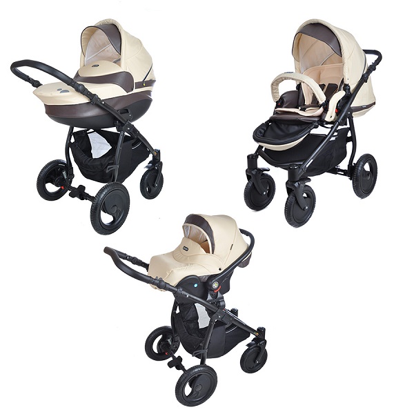 Детская универсальная коляска Tutis Galant 3 в 1 - экрю/шоколад