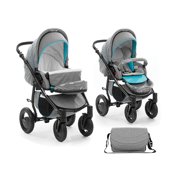 Детская коляска-трансформер Tutis Smart 2  в 1 - серый/голубой