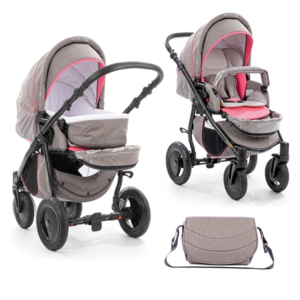 Детская коляска-трансформер Tutis Smart 2  в 1 - серый/розовый