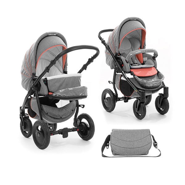 Детская коляска-трансформер Tutis Smart 2  в 1 - серый/корал