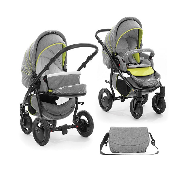 Детская коляска-трансформер Tutis Smart 2  в 1 - серый/лайм