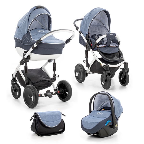 Детская универсальная коляска Tutis Viva 3 в 1 - синий/джинса