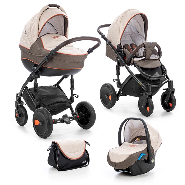 Детская универсальная коляска Tutis Viva 3 в 1 - коричневый/беж