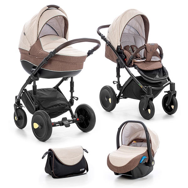 Детская универсальная коляска Tutis Viva 3 в 1 - светло бежевый/шоколад