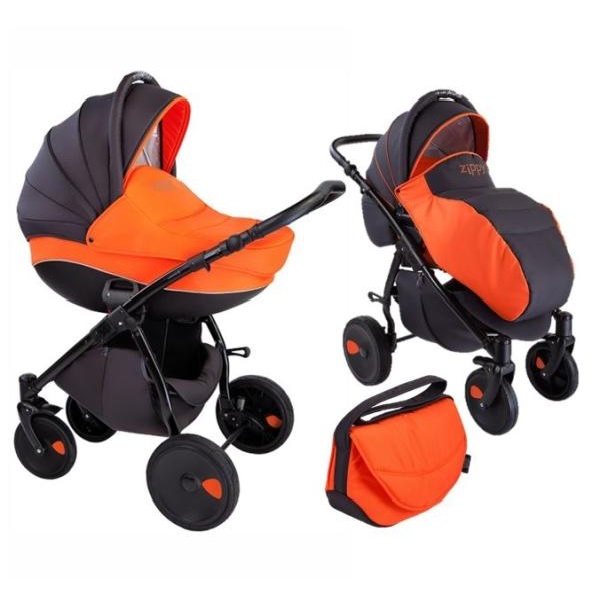 Детская универсальная коляска Tutis Zippy New 2 в 1 - оранжевый/серый