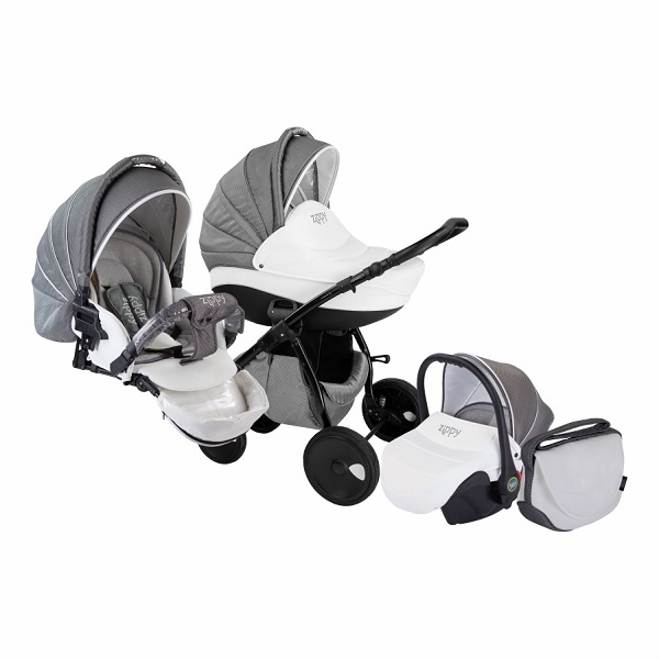 Детская универсальная коляска Tutis Zippy Silver Plus New 2 в 1 - графит/белый