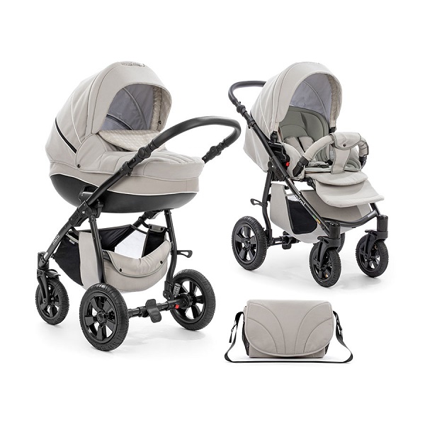 Детская универсальная коляска Tutis Mimi 3 в 1 - светло серый/цветочки