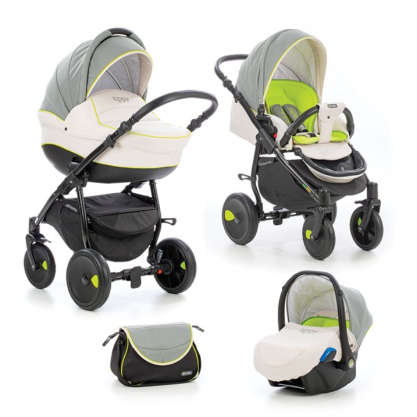 Детская универсальная коляска Tutis Orbit 3 в 1 - серый/молочный/лайм