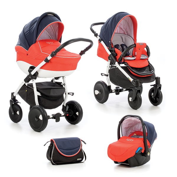 Детская универсальная коляска Tutis Orbit 3 в 1 - синий/алый/белый