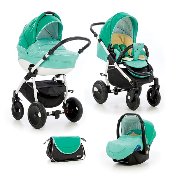 Детская универсальная коляска Tutis Orbit 3 в 1 - зеленый/салатовый/белый