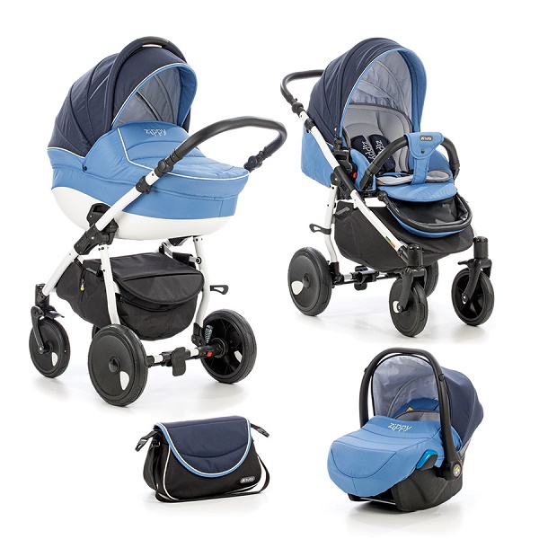 Детская универсальная коляска Tutis Orbit 3 в 1 - т.синий/голубой/белый