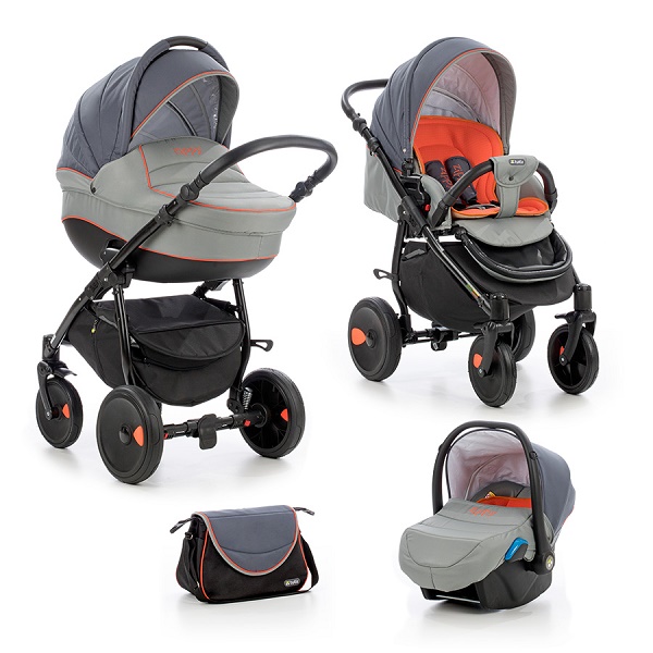 Детская универсальная коляска Tutis Orbit 3 в 1 - т.серый/серый/оранж