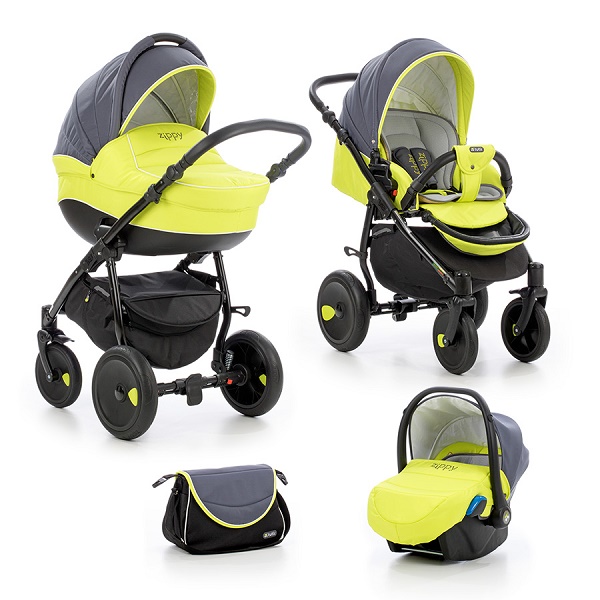 Детская универсальная коляска Tutis Orbit 3 в 1 - т.серый/лайм/белый