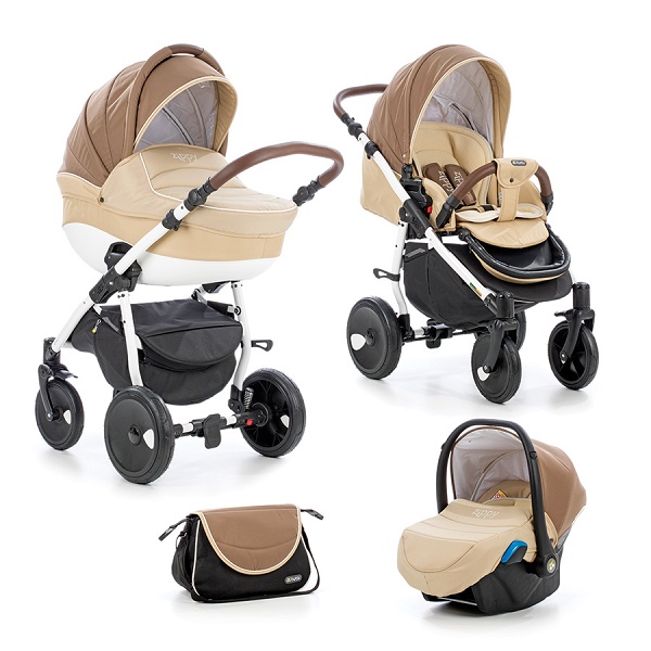 Детская универсальная коляска Tutis Orbit 3 в 1 - беж/св.кофейный/белый