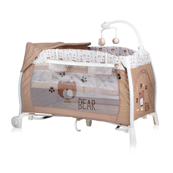 Манеж-кровать Lorelli iLounge 2 уровня - beige bears