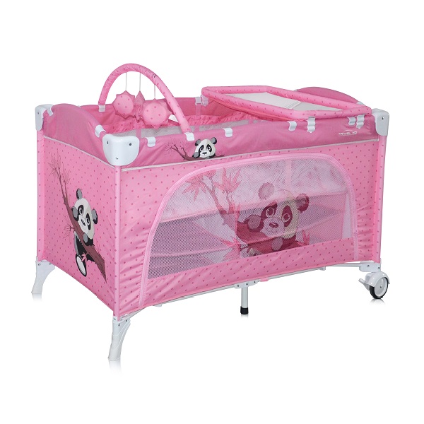 Манеж-кровать Lorelli Travel Kid 2 уровня - pink