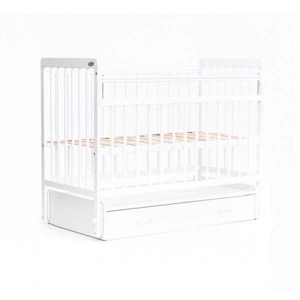 Детская кроватка Бамбини 04 маятник с ящиком Евро Стиль - белый