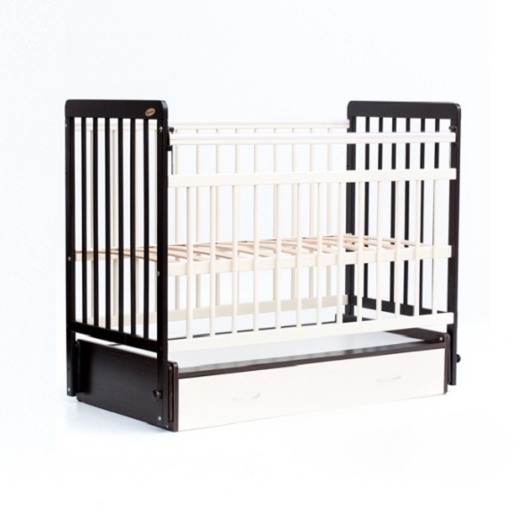 Детская кроватка Бамбини 04 маятник с ящиком Евро Стиль - венге-слоновая кость