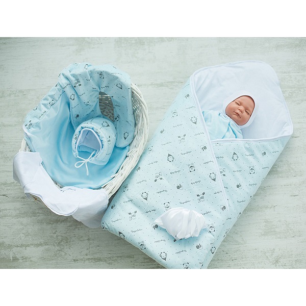 Комплект на выписку GulSara Вельбоа 9 предметов - голубой