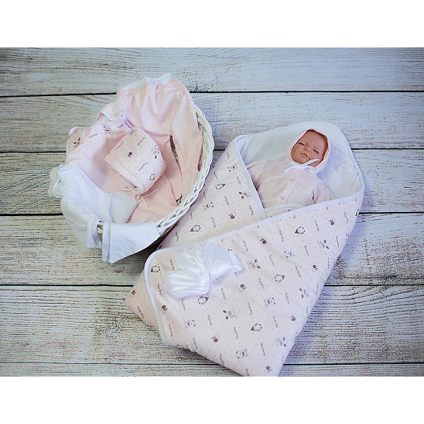 Комплект на выписку GulSara Вельбоа 9 предметов - розовый