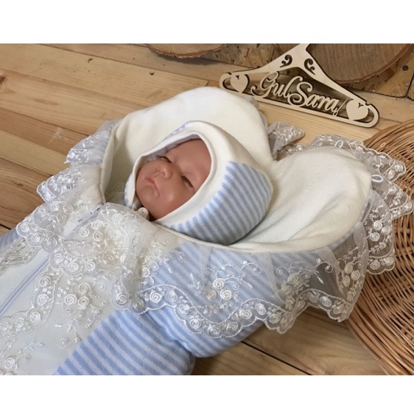 Комплект на выписку GulSara Сердечко 7 предметов - голубой